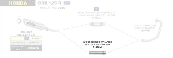 51005MI-Arrow Verbindungsrohr Honda CBF 125 09-14/CBR 125 R 11-16/CB 125 F 15-16