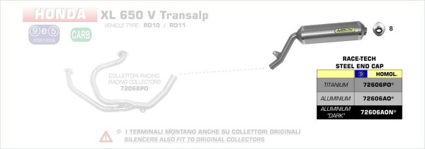 ARROW Race-Tech Aluminium homologiert Honda XL 650 V TRANSALP 0