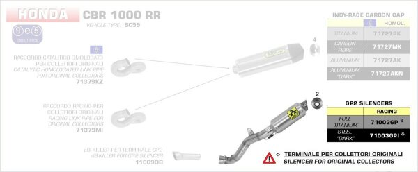 ARROW GP2 Edelstahl schwarz Honda CBR 1000 RR 08-13