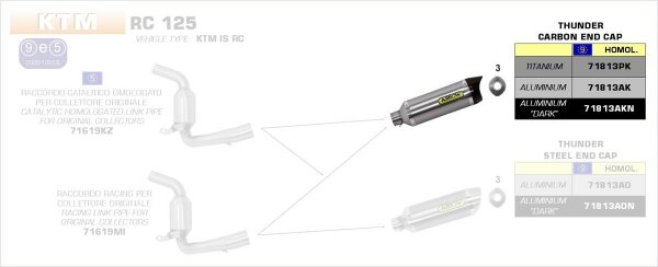 ARROW Thunder Aluminium KTM Duke 390 ´13/15 - RC 125 / 390 ´15