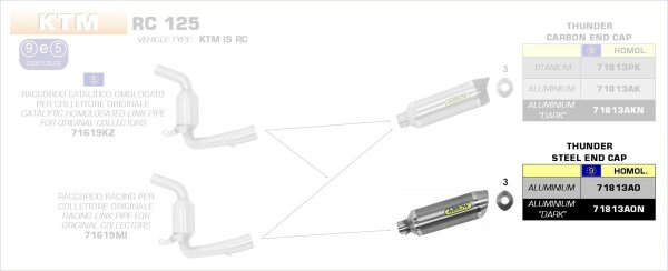 ARROW Thunder Aluminium KTM Duke 390/125/RC 125/RC 390 13-