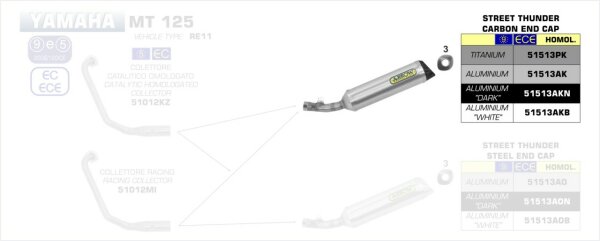 ARROW Street Thunder Aluminium schwarz Yamaha MT 125 (RE11) ´14/19