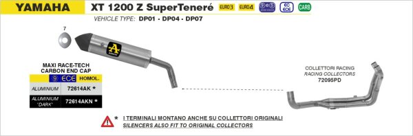 72095PD-Arrow Racing Krümmer Yamaha XT 1200Z Super TENERE 10-20