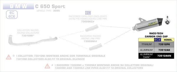 ARROW Race-Tech Aluminium schwarz", " BMW C 650 Sport