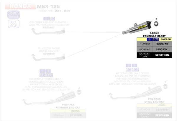 ARROW X-Kone Edelstahl Dark Honda MSX 125 (JC61/JC75) ´16-20