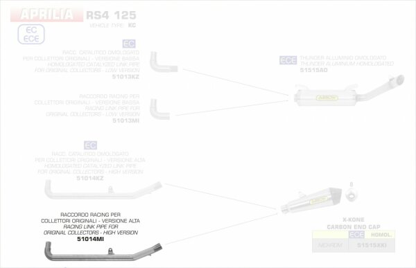51014MI-Arrow Verbindungsrohr für Originalkrümmer Aprilia RS4 125 17-19