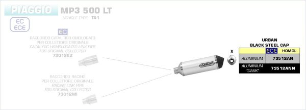 ARROW Race-Tech Aluminium schwarz", mit "Dark" Endkappe" Piaggi