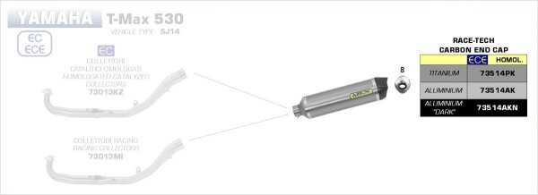 ARROW Race-Tech Aluminium, Yamaha T-MAX 530 17-19