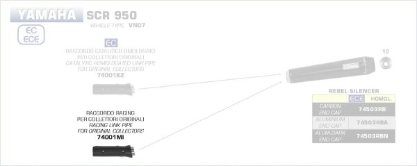 74001MI-Arrow Zwischenrohr für Originalkrümmer Yamaha SCR 950 17-19