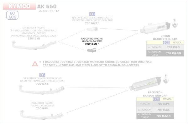 73014MI-Arrow Racing link pipe for Urban EXhaust Kymco AK 550 17-18