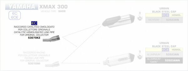 53070KZ-Arrow Verbindungsrohr mit Kat YAMAHA X-MAX 300 17-