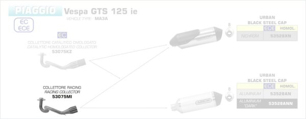 Arrow Krümmer ohne Kat Vespa GTS 125 17-18