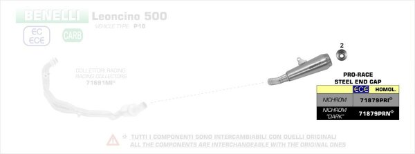 ARROW Pro-Race Nichrom Dark" silencer" Benelli Leoncino 500 17-19