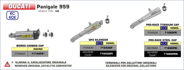 ARROW Pro-Race Edelstahl schwarz DUCATI 959 PANIGALE 16-19