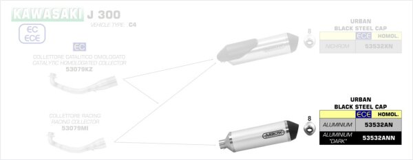 ARROW Urban Aluminium schwarz Kawasaki J 300 (C4) 17-20