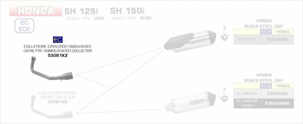 53081KZ-Arrow Krümmer mit Kat Honda SH 150/125 i 20-