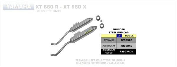 ARROW Thunder Aluminium Yamaha XT 660 R/X 04-16