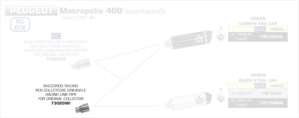 73020MI-Arrow Verbindungsrohr ohne Kat Peugeot Metropolis 400 17-21