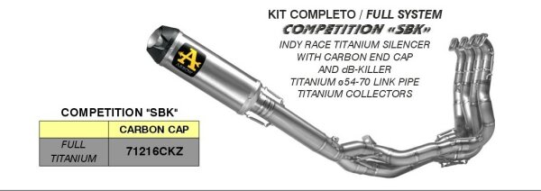 ARROW COMPETITION EVO-2 Full Fitanium Kawasaki ZX-10 R/ZX-10 RR 21-22