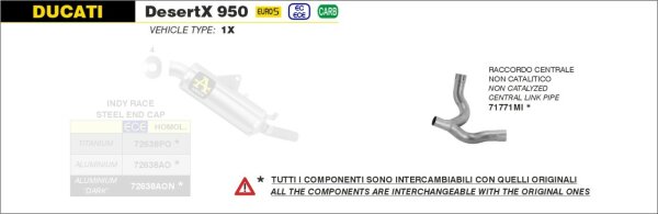 Arrow Katersatzrohr DUCATI Desert X 950 2022