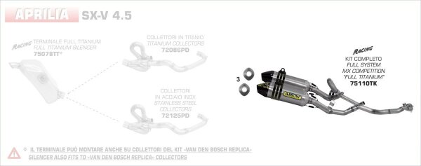 ARROW Off-Road MX Competition full system with carby end cap Aprilia SX-V 5.5 07