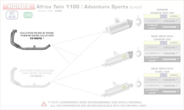 72168PD-Arrow Racing Krümmer Ø 49 mm Honda CRF 1100L Africa Twin 20-22