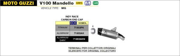 ARROW Indy-Race Aluminium schwarz MOTO GUZZI V 100 Mandello 23-