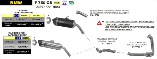 Arrow Zwischenrohr BMW F 750 GS 21-23