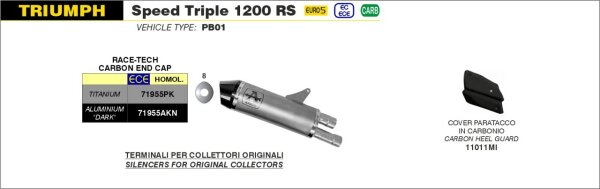 ARROW Race-Tech Aluminium schwarz TRIUMPH SPEED TRIPLE 1200 RS 21-24