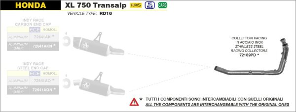 72189PD-ARROW Krümmer HONDA XL 750 Transalp 23-24