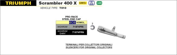 ARROW Pro-Race Edelstahl TRIUMPH SCRAMBLER 400X 2024