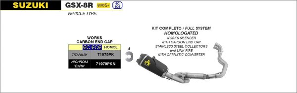 ARROW WORKS Edelstahl schwarz SUZUKI GSX-8 R-GSX-8 S 24-25