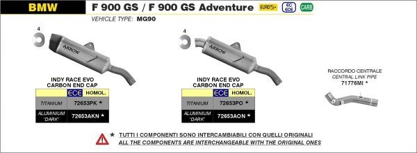 ARROW INDY RACE EVO Aluminium schwarz BMW F 900 GS 24-,F 900 GS ADVENTURE 24-