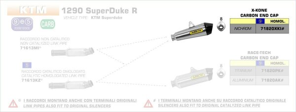 ARROW X-Kone Edelstahl KTM 1290 SuperDuke R 14-19, SuperDuke GT 22-24
