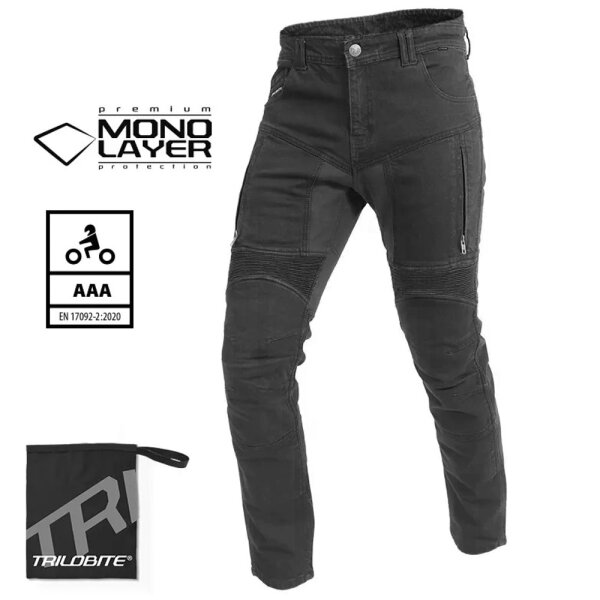 Trilobite Jeans Parado Monolayer CE AAA Herren schwarz, Slim Fit -