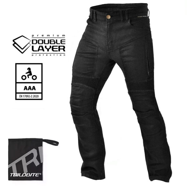 Trilobite Jeans Parado Doublelayer CE AAA Herren schwarz, Regular Fit -
