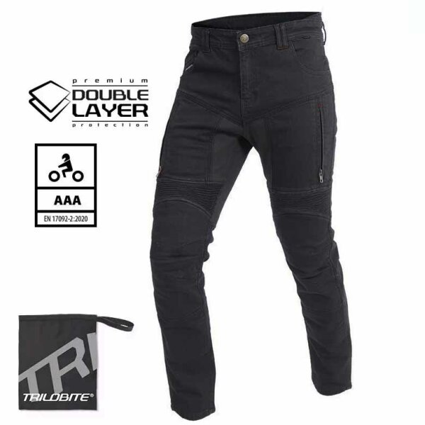 Trilobite Jeans Parado Doublelayer CE AAA Herren schwarz, Slim Fit -