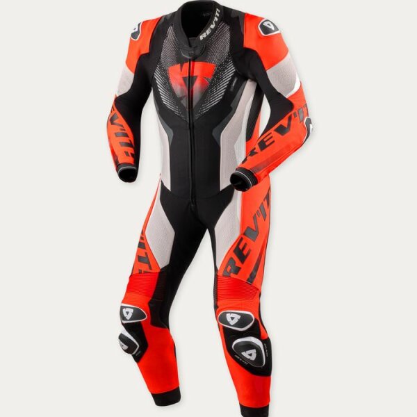 REVIT! Einteilige Lederkombi Herren Hyperspeed 3 Hellgrau-Neonrot standard