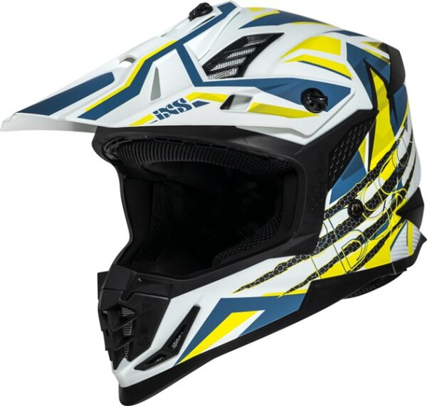 iXS Motocrosshelm iXS363 2.0 matt weiss-blau-gelb fluo