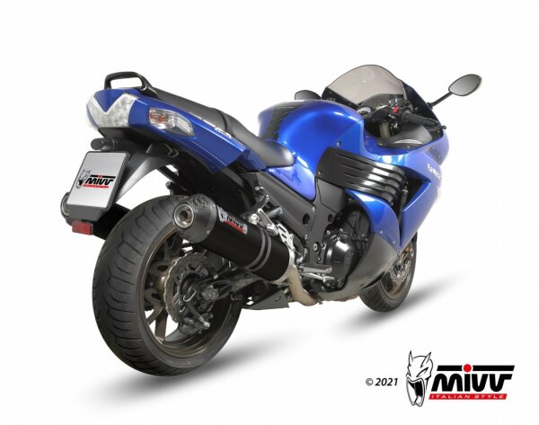 MIVV Oval Edelstahl schwarz Kawasaki ZZR 1400 08-11