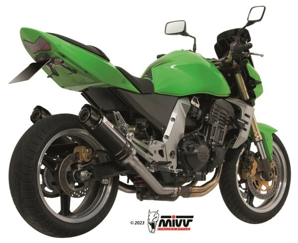 MIVV GP-C Edelstahl schwarz mit Carbonendkappe KAWASAKI Z1000 2003 > 2006
