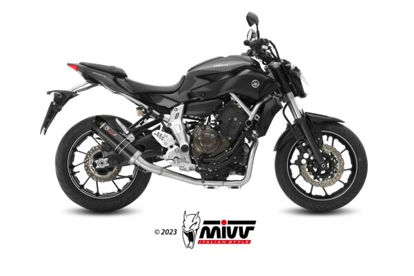 MIVV GP-C Edelstahl schwarz mit Carbonendkappe YAMAHA MT-07 / FZ-07 2014 > 2023
