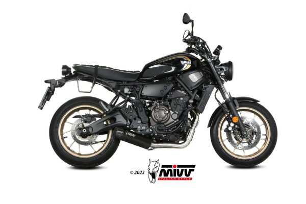 MIVV HR-1 Edelstahl schwarz, lange Carbonendkappe YAMAHA XSR 700 21-24
