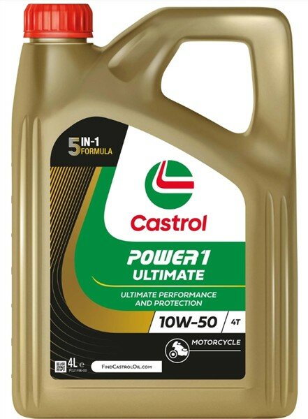CASTROL Motoröl Power1 Ultimate 4T 10W-50, 4-Takt, HC-Synthese 4 l Kanister