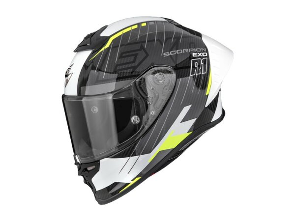 Scorpion EXO-R1 EVO II CARBON AIR SURGE Schwarz-Weiß-Neongelb