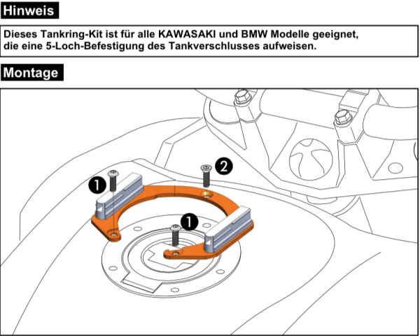 Hepco & Becker Lock it Tankring 5 Loch Befestigung für Kawasaki und BMW F650
